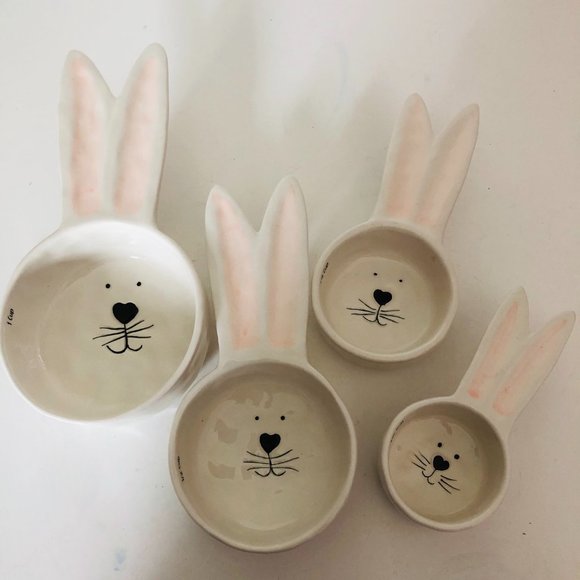 Whimsical Cupboard Bunny Rabbit Measuring Cup Set of 4 By 10 Strawberry Street - Picture 2 of 6